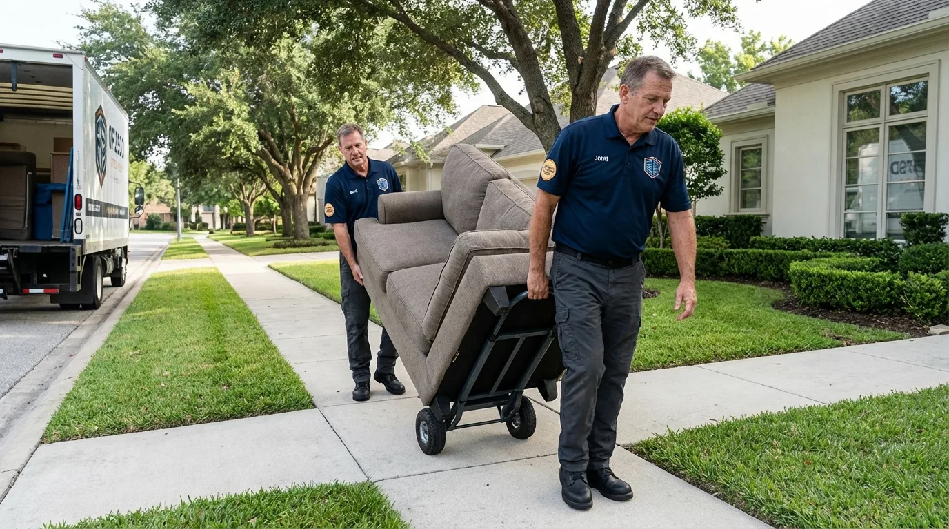 Local residential moving crew loading furniture in Huntingdon, TN